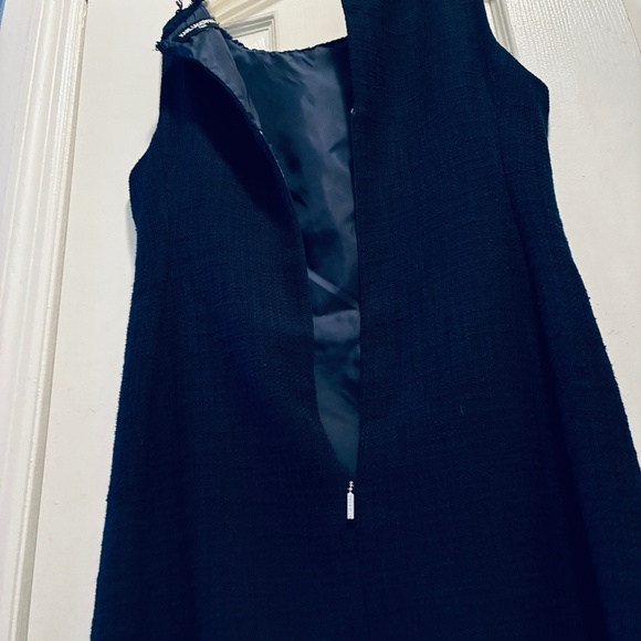 Navy Tweed Sleeveless Dress - Picture 5 of 9